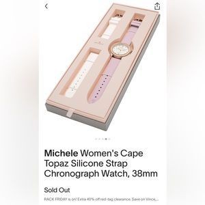 NWT Michele Cape Topaz Silicone Strap Chronograph Watch, 38mm